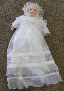 Vintage Porcelain Baby Doll Baptism Dress Gown Collectible Doll