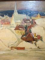 1936 Lucien Lacasse Clarence Gagnon Quebec Peribonka Oil Painting 12 x