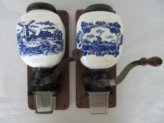   DELFT PORCELAIN COFFEE GRINDER MILL HAND CRANK WALL COFFEE GRINDER