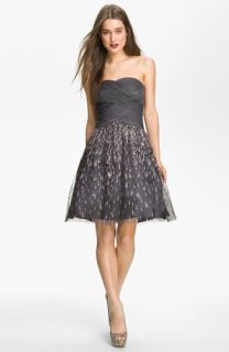 Hailey by Adrianna Papell Strapless Glitter Flared Dress