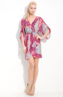 Presley Skye Silk Kimono Sleeve Faux Wrap Dress