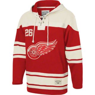 Detroit Red Wings Red Old Time Hockey Lace Up Jersey Hooded Sweatshirt