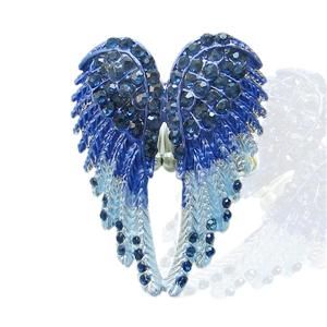 Angel Wing Stretch Ring Sz Free Swarovski Crystal Blue 10 Items Free