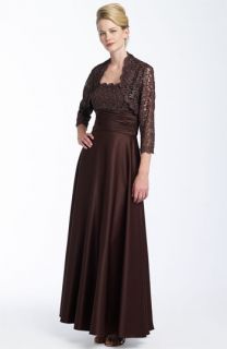 Cachet Lace & Charmeuse Gown with Bolero
