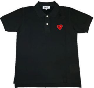 Comme Des Garcons CDG Play Heart Mens Polo Shirt Black Sz S