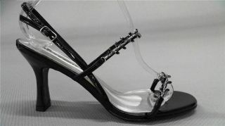 Coloriffics Womens Flower Strappy Heels Shoes 8 Black Sequin Designer
