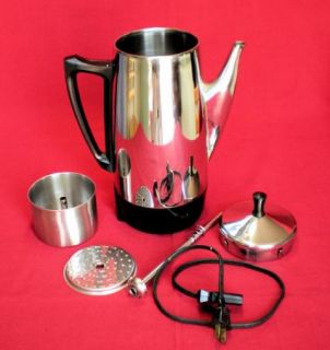 Vtg Presto Stainless Steel 12 Cup Percolator Coffee Maker