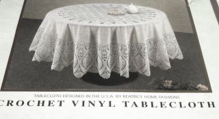 70 ROUND CLASSIC Vinyl Tablecloth WHITE LACE