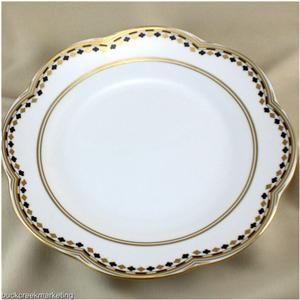 Tiffany Spode Compliments Luncheon Plate White Black Gold England Bone