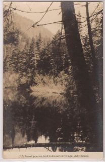 Adirondack Mountains RPPC Postcard Cold Brook on Trail to Deserted