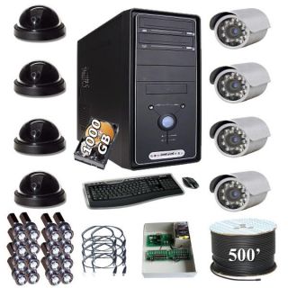 16 CH PC DVR Security System 8 Camera Surveillance CCTV