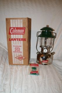 Vintage green and chrome Coleman 202 lantern with box 1960