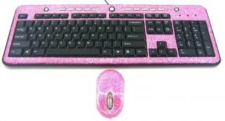 brand new limited edition pink crystal rhinestone keyboard and mouse