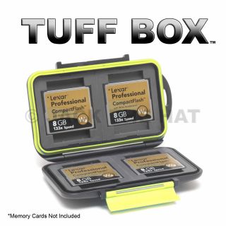 Tuff Box Compact Flash Memory Card Case Holds 4 CF Cards Water Shock