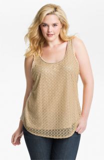 Lucky Brand Gilded Lace Overlaid Tank (Plus)