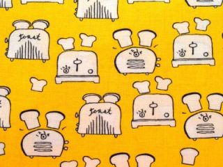 New Toaster Fabric BTY Kitchen Yellow Toast Cooking Food Robert