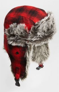 Free Authority Red Buffalo Plaid Faux Fur Trapper Hat