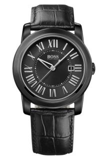 BOSS Black Roman Numeral Leather Strap Watch