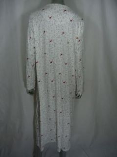 Charter Club Cherry Robin Nightgown w Buttons White M