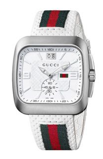 Gucci Coupe Leather Strap Watch
