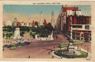 Vintage Postcard c1946 Columbus Circle New York NY NYC