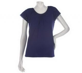 Elisabeth Hasselbeck Knit Top with Eyelet Sleeves —