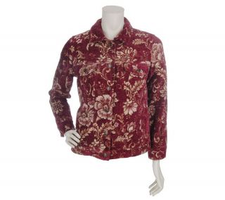 Denim & Co. Floral Tapestry Button Front Jean Jacket —
