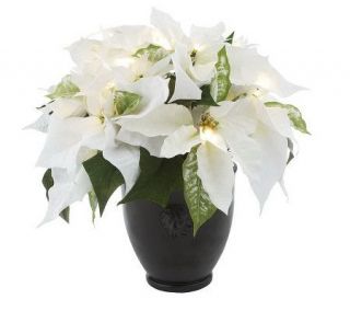 BethlehemLights BatteryOperated 13 Poinsettia Planter with Timer