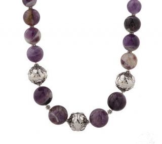 Artisan Crafted Sterling 28 Cape Amethyst Bead Necklace —