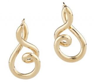 Swirling Freeform Hoop Earrings 14K Gold —