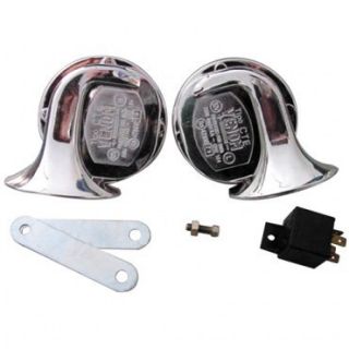 COMPLETE KIT 12 Volt Electric Horn Set NEW chrome SNAIL UNIVERSAL WITH