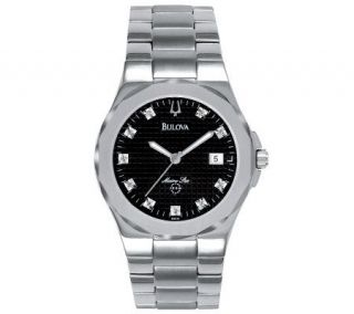Bulova Mens 10 Diamond Bracelet Watch w/ Calendar Function —