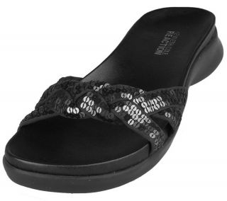 Kenneth Cole Reaction Sequin Accented Cross Strap Slides —
