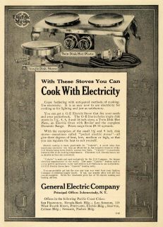  ad general electric cooking hot plate disk stove original advertising
