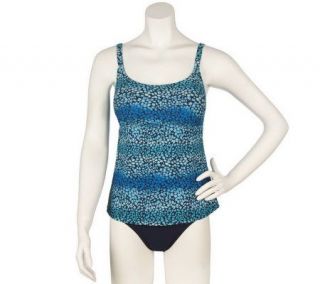 Slender Touch Empire Faux Tankini in Pacific Blue —