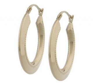 Round Polished and Textured Tube Hoop Earrings 14K Gold —