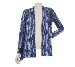Linea by Louis DellOlio Printed Open Front Cardigan —