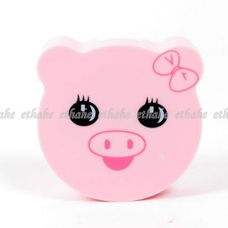 Pig Mini Contact Lens Case Box w Mirror Set Pink 2LEP