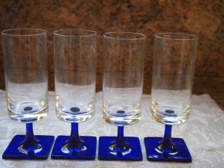   Crystal Linear Terzo Studio Line White Wine Glasses Cobalt Blue Stem