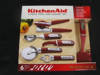  KitchenAid Red 6 pc Kitchen Gadget Utensils Set Culinary Cooking Tools