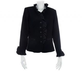 Linea by Louis DellOlio Satin Ruffle Jacket with Seam Detail