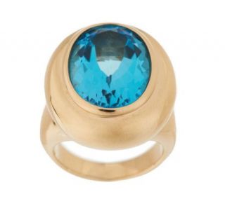Oval 12.00cts. Swiss Blue Topaz Ring, 14K Gold —