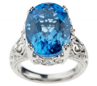 13.50 ct tw Ostroblue Topaz and White Topaz Sterling Ring —