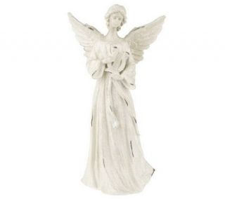 14 White Glittered Angel with Musical Instrument by Valerie