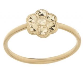Stackable Diamond Cut Flower Ring 14K Gold —