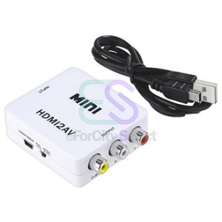White Mini HDMI to 3RCA CVBS Composite Audio Video AV Converter