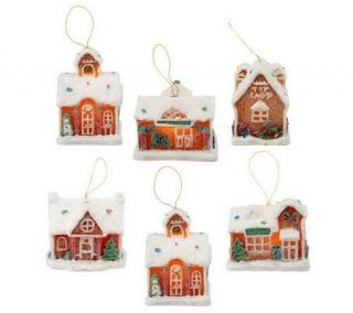Set of 6 Lit Gingerbread Ornaments by Valerie —