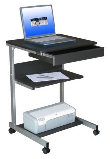Techni Mobili Graphite Laptop Cart Mobile Desk with Storage Shelves