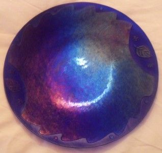 Gorgeous Lynn Latimer Kiln Formed and Carved Iridescent Blue Glass