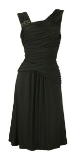 Black Beaded Stretch Goddess Cocktail Dress Cindy Size 12 New